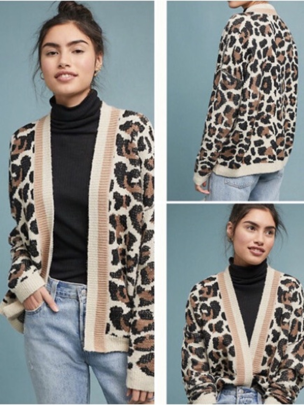 Anthropologie Line & Dot Leopard Open Cardigan